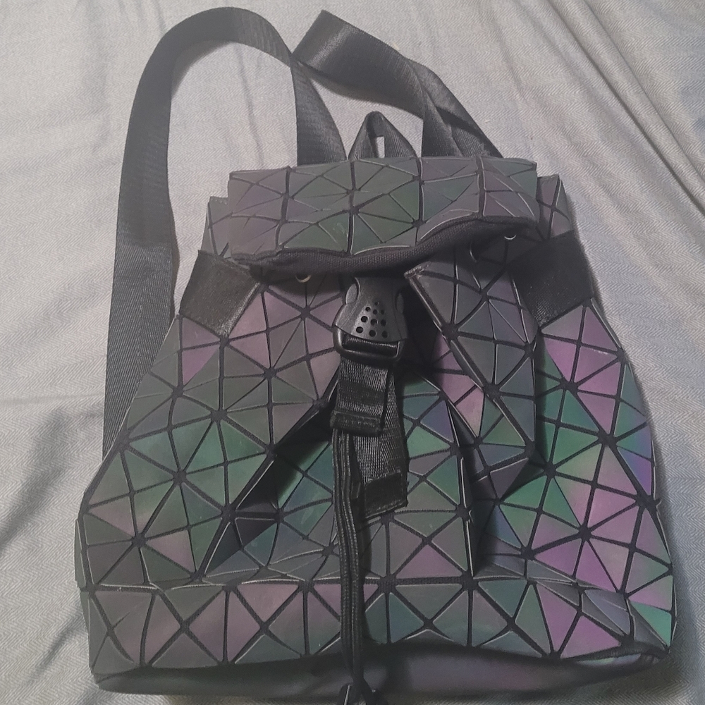 Holographic Reflective Geometric Backpack (with small imperfections)